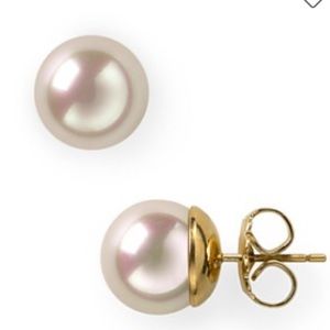 Majorica simulated pearl post earrings.